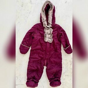 First Impressions Burgundy Hooded Footie